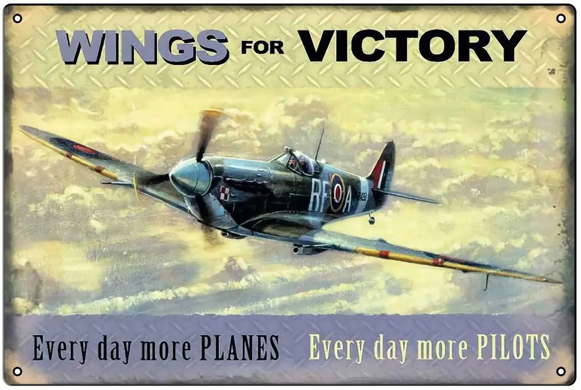 

Boggevi Kells Spitfire Wings of Victory. World War II Battle of Britain aeroplane legend. Royal Air force. Small Metal/Steel