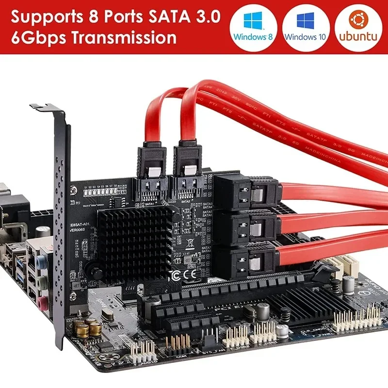 PCI-E GEN3 4X на 8-портовый жесткий диск SATA3.0 Карта расширения 6G Xiangshuo ASM1166 P CI-E3.0