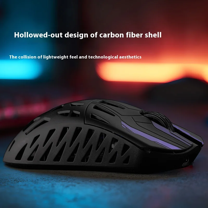 Фото Беспроводная игровая мышь IROK HE6 Ultra Tri Mode с сенсором Paw3950, частотой 8000 Гц, из углеродного волокна, легкая, для Valorant, CS2, аксессуар для ПК №5