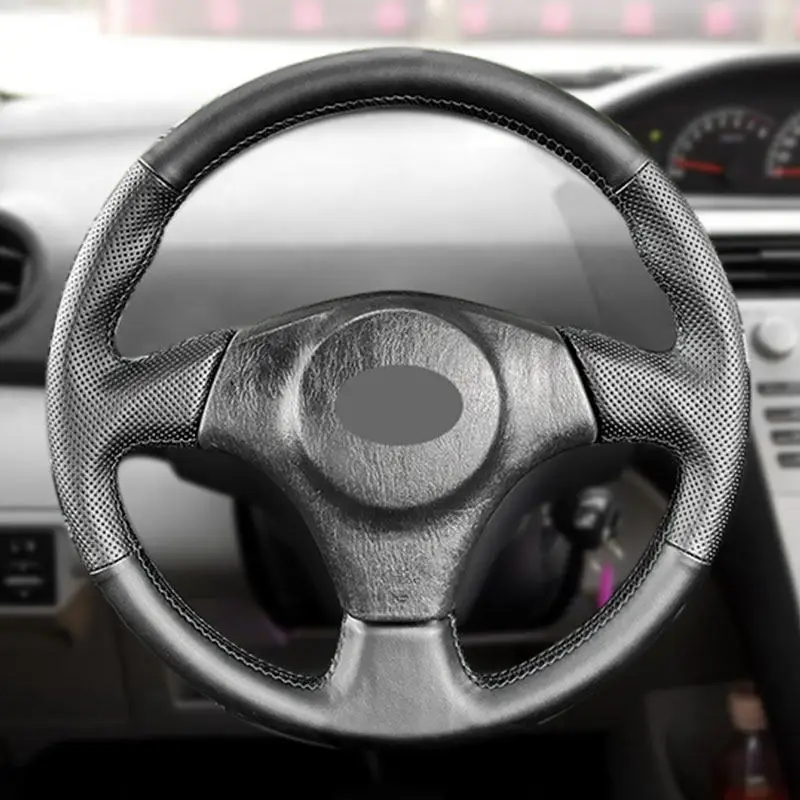 

Для Toyota Corolla (США) RAV4 Celica Matrix Lexus IS200 300, оплетка для ручного шитья на салоне автомобиля, черный кожаный чехол на руль