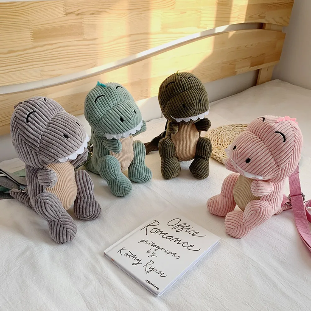 

Плюшевый Рюкзак с динозавром, милый мягкий рюкзак на молнии с мультяшным животным, объемная плюшевая сумка-мессенджер