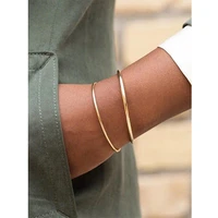 gold color stainless steel cuff bracelet for women 2022 jewelryplain slip banglestacking bracelet gift to young girls