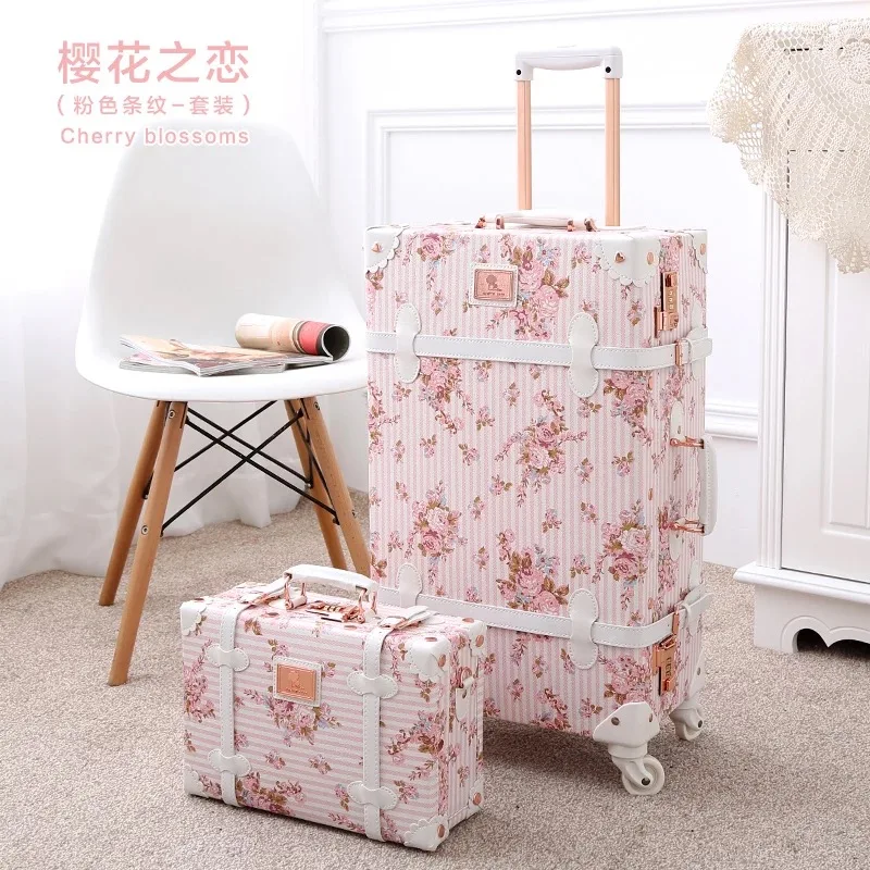 

TRAVEL TALE Women 20"22" 24" 26" Travel Luggage Retro Spinner Suitcase Floral Koffers Trolleys For Trip