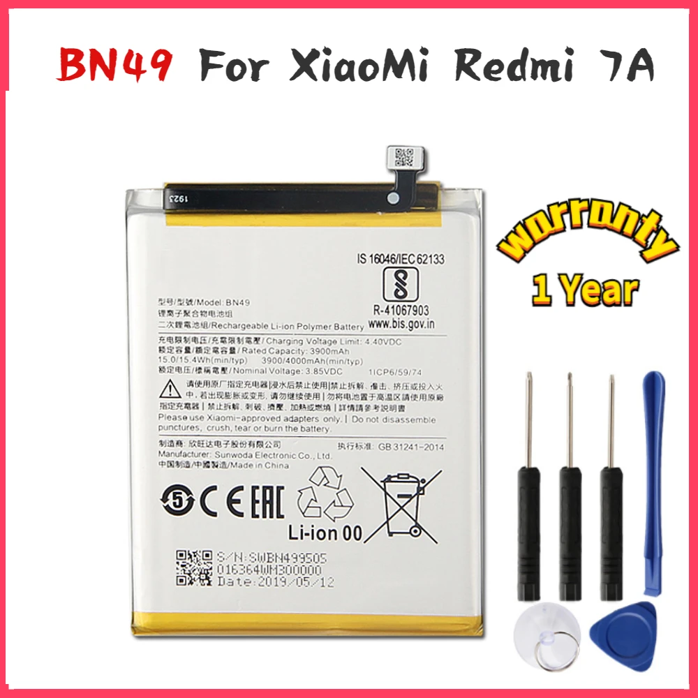 New yelping BN49 Phone Battery For Xiaomi Redmi 7A Battery Compatible Replacement Batteries 4000mAh Free Tools