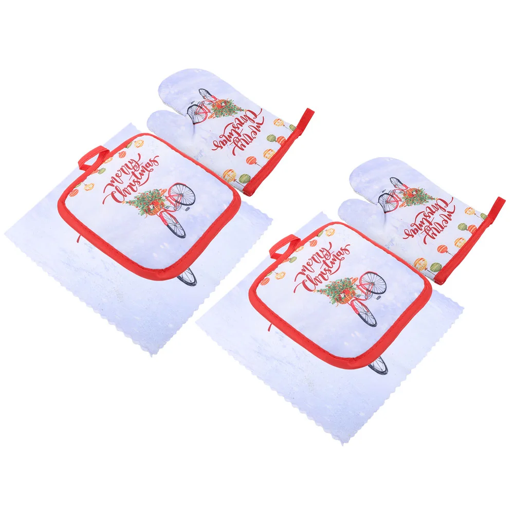 

1 Set Christmas Dish Towels Pot Holders Oven Mitts Set Christmas Kitchen Supplies Home Decor