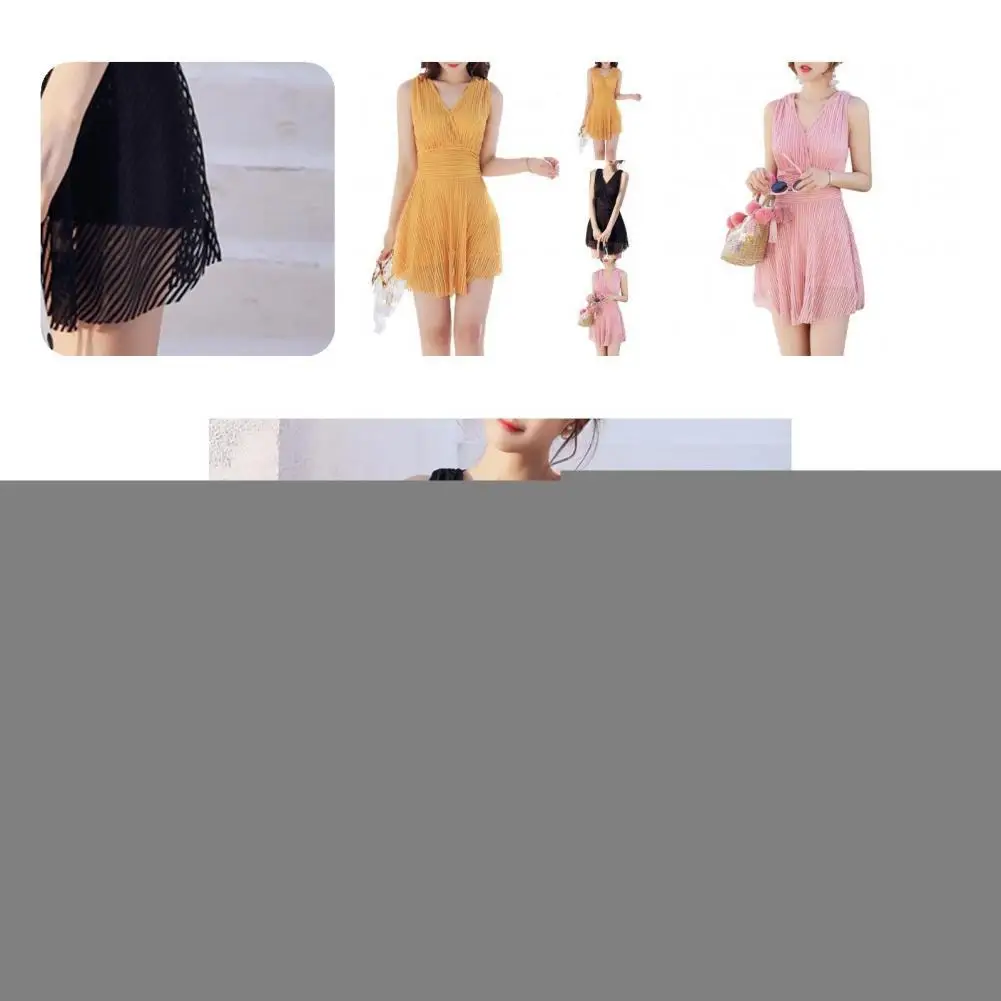 

Wire Free Comfy Solid Color Swimwear Dress Pure Color Swimwear Dress Quick Drying for Hawaii