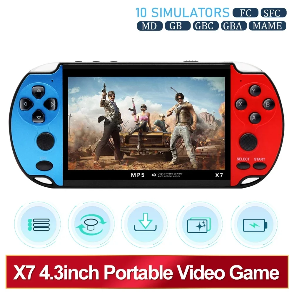 Оригинальная портативная игровая консоль X7 4 3 дюйма Ips экран видеоплеер Hd 10000