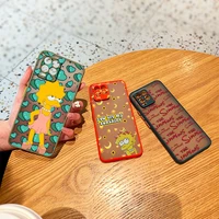 cute cartoon the simpson for oppo reno7 6 z 5 find x2 pro plus a94 a74 a72 a53 a54 a93 a9 2020 frosted translucent phone case