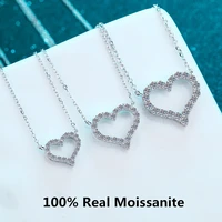 2ct moissanite necklace heart pendant diamond necklace for women 925 silver prong setting vvs moissanite heart pendant jewelry