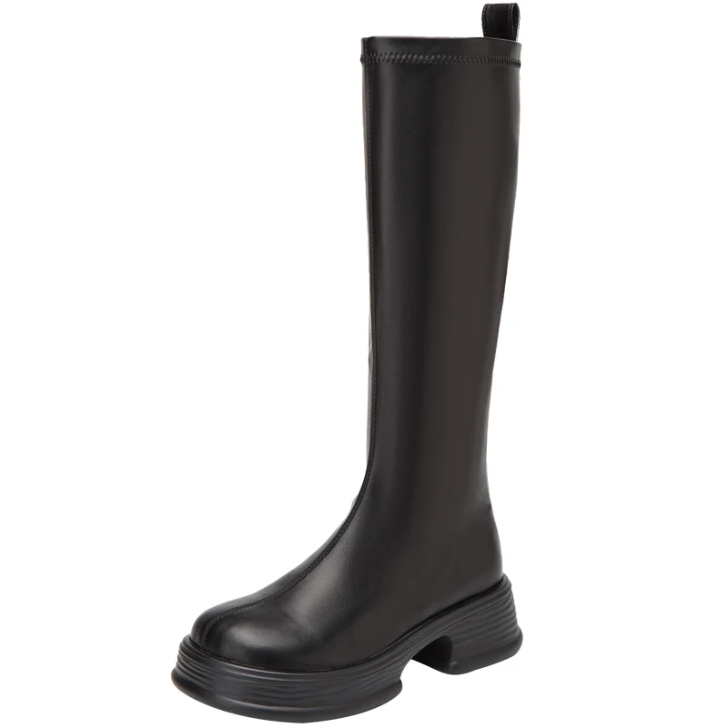 

netflix Boots 2022 Autumn New British Round Head Zip Leisure Wind Hundred With Fashion Plus Velvet High Boots Knight Boots