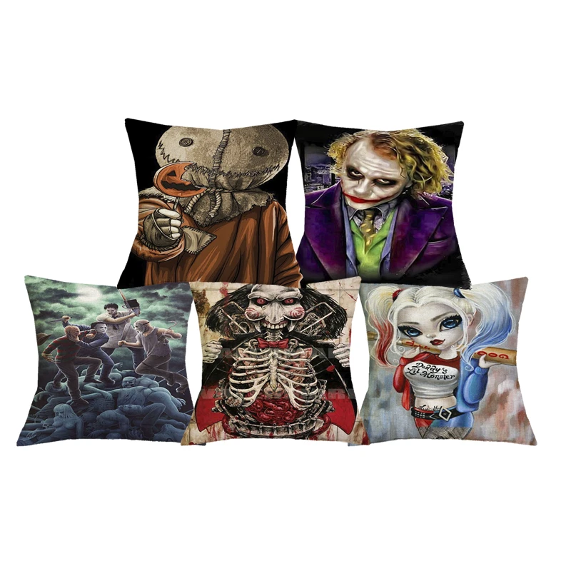 

Home Decor Halloween Horror Movie Killer Print Cushion Cover Halloween Decor Car Seat Pillow Cover 45x45cm Funda de almohada