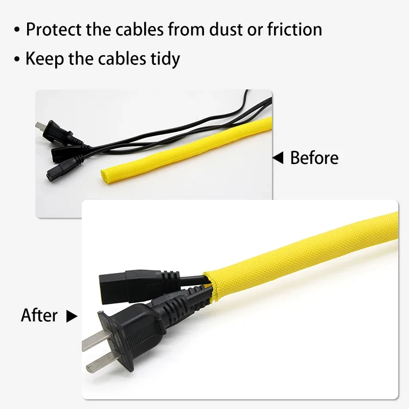 1/2/5m Self Closing PET Expandable Braided Sleeve Insulated Close Cable Sheath Self-Closed Organiser Wrap