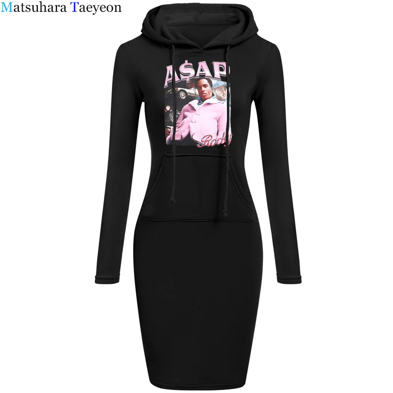 

Hot Sale ASAP Rocky Portrait Graphic Aesthetics Dresses Hip Hop Long Sleeve Loose Couple Hoodies Casual Harajuku Dress Elegant