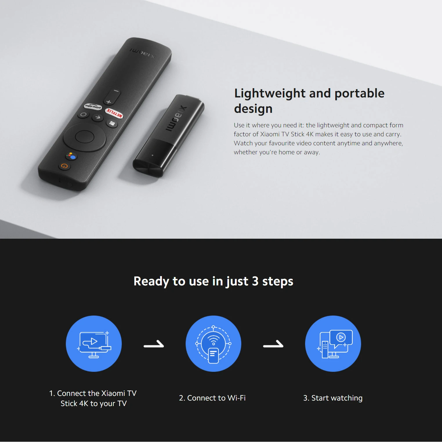 Телефон Xiaomi TV Stick 4K Android TV™Портативный ТВ-адаптер 11 Bluetooth 5 0 Wi-Fi 2 4 ГГц/5 ГГц |