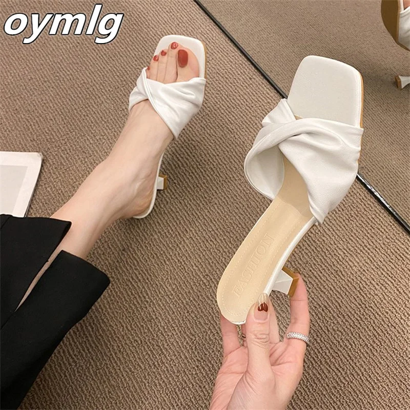 Net red stiletto sandals and slippers women's 2022 new all-match fashion temperament retro one-word high-heeled sandals pumps
