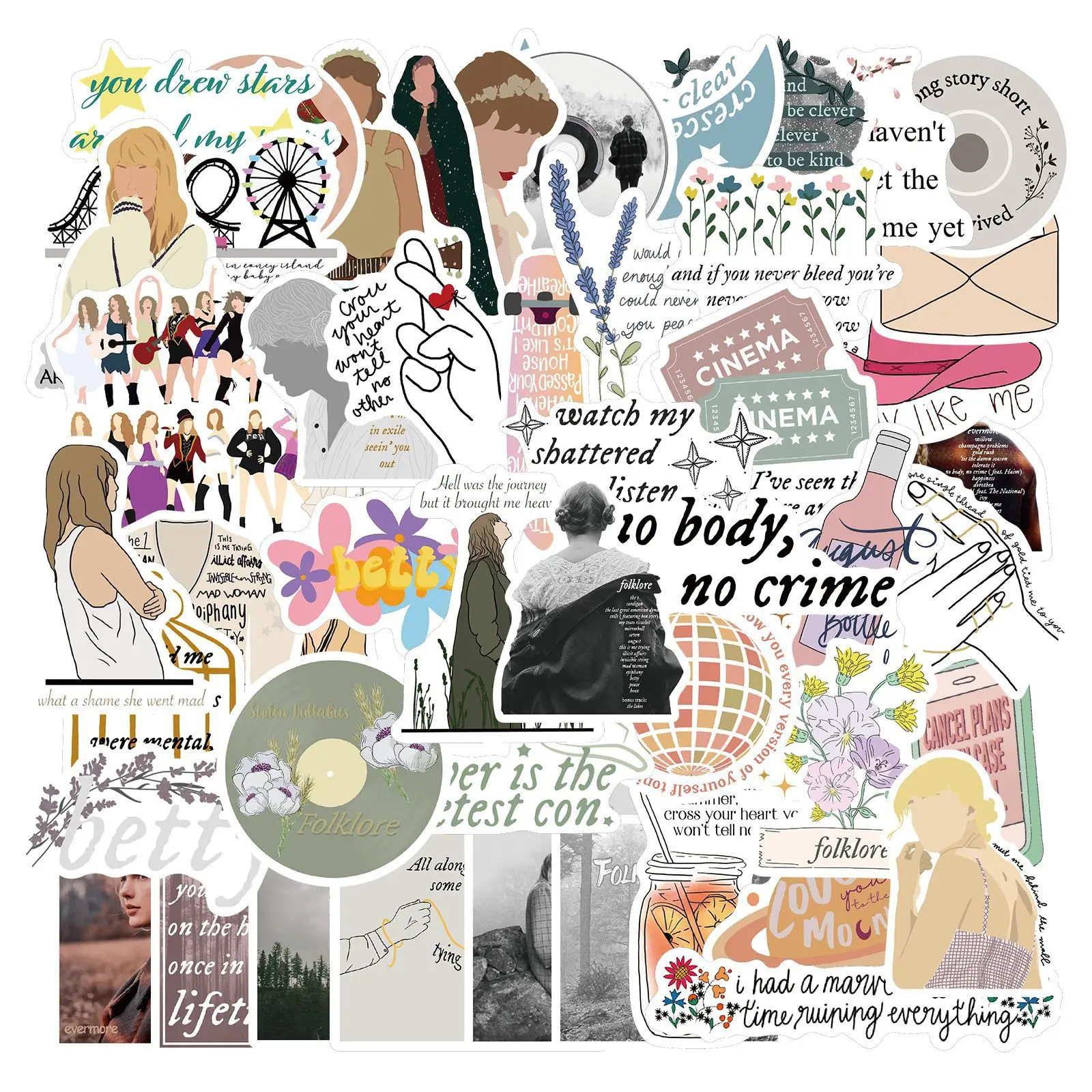 

10/30/50PCS Pack Taylor Alison Swift Stickers Decal Vinyl DIY Stationery Scrapbooking Guitar Laptop Skateboard Sticker Kids Toys