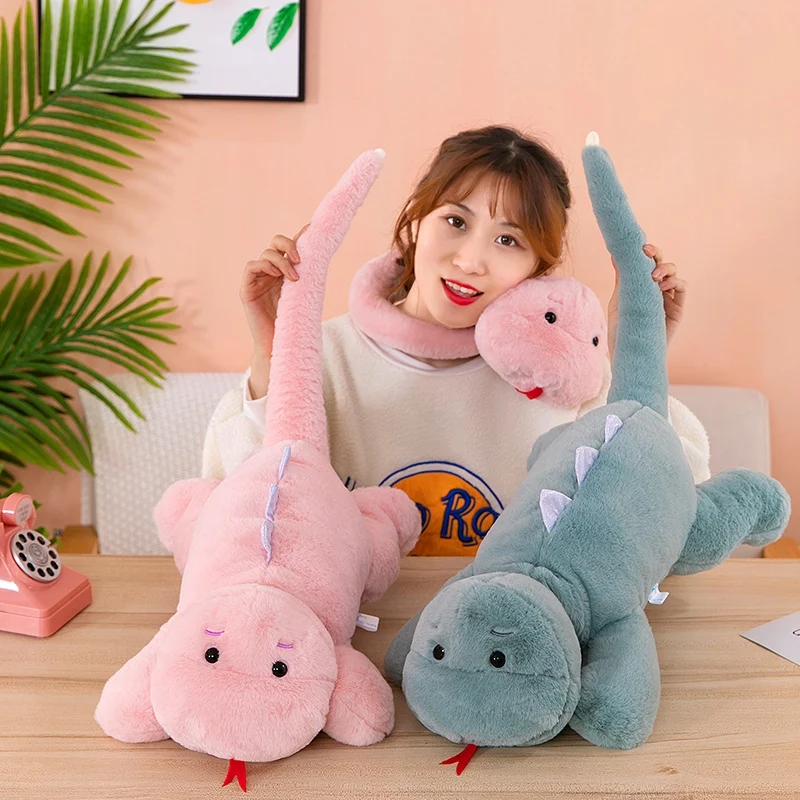 

Plush Pillow Stuffed Animal Cushion Kawaii Snake Turn To Dinosaur Doll Soft Toys For Children Kids Birthday Xmas Gifts