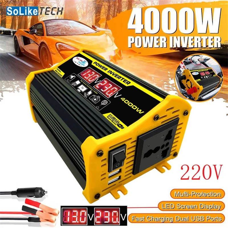 

Peak 600W 12V Car Power Inverter Converter Charger Adapter Dual USB Voltage LCD Display