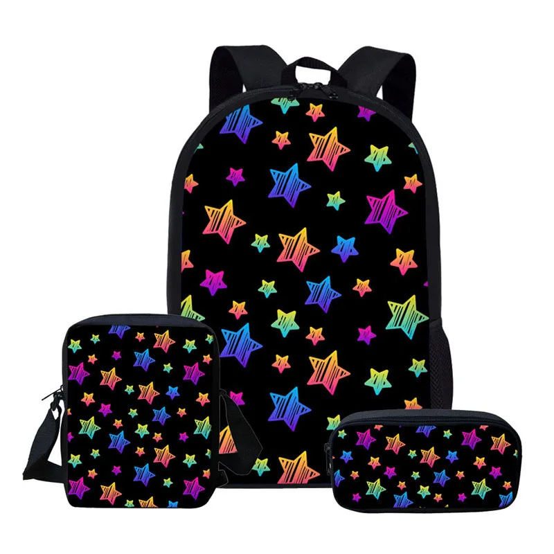 Детские школьные ранцы для девочек и мальчиков, ортопедический рюкзак с разноцветным принтом звезд, Детская сумка для книг