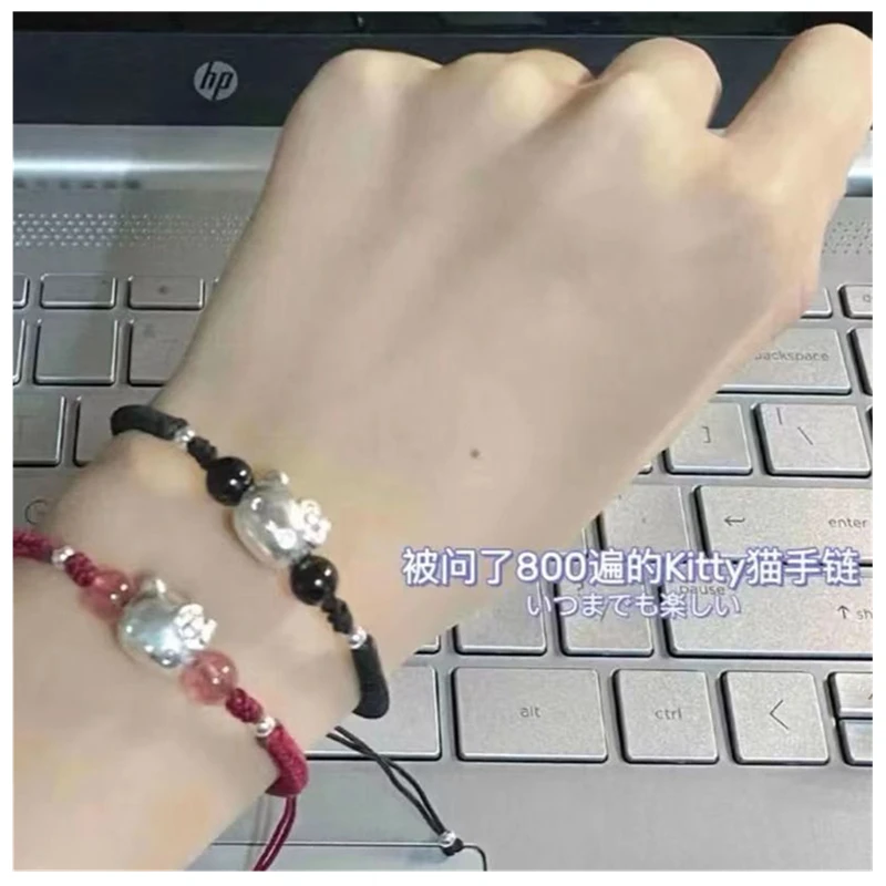 

Hellokitty Crystal Bracelet Lucky Bracelet Fashion Sweet and Cute Girl New Red Black Rope Bracelet To Girlfriend Birthday Gift
