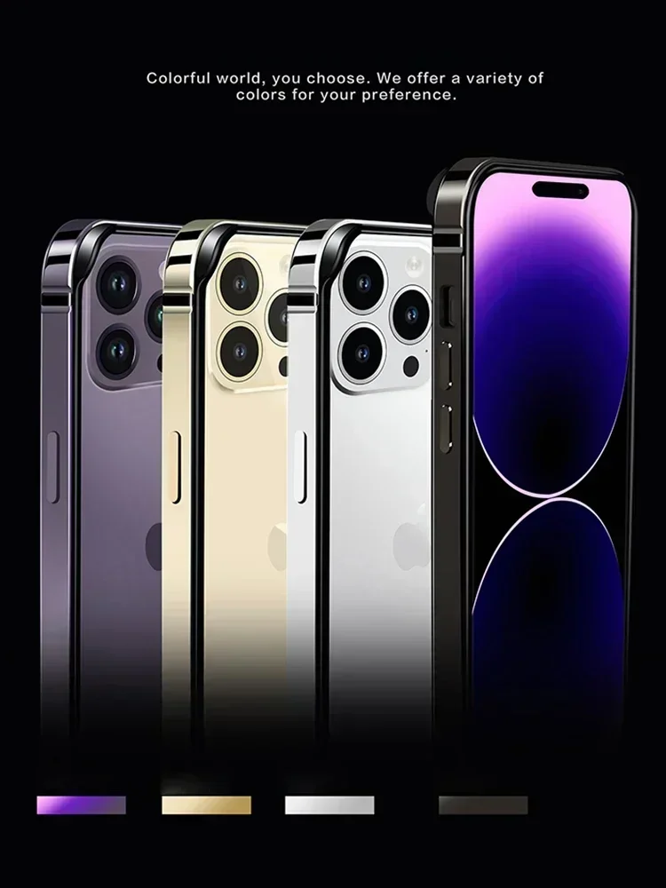 

Metal Bumper iphone 15 Pro Max Frame 14 plus soft TPU lining 13 12 11 Xs Max X XR Boutique hybrid silicon aluminum casing