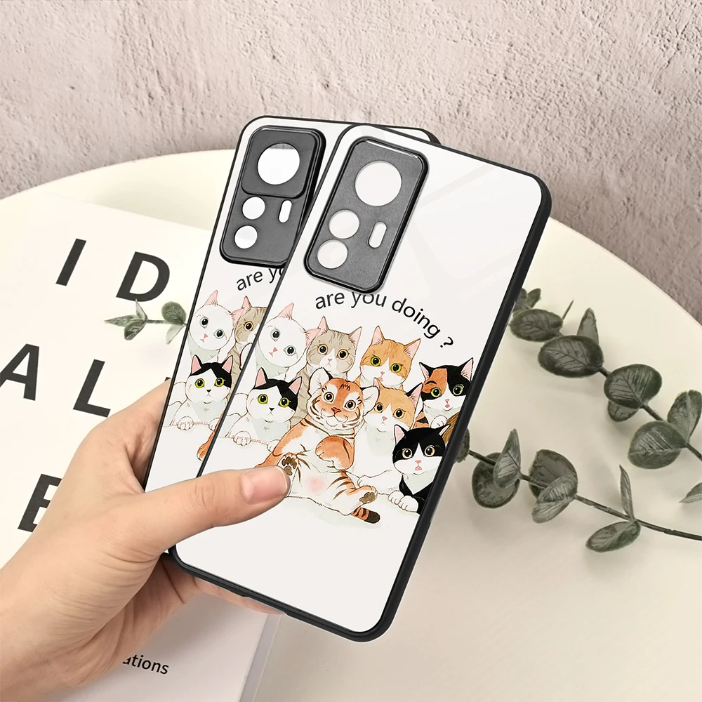 

Cute Tiger Cat Phone Case for Xiaomi Mi 12T 10T 12 11T 11 Lite PRO Poco X3 GT NFC Note 10Lite Ultra Tempered Glass Cover