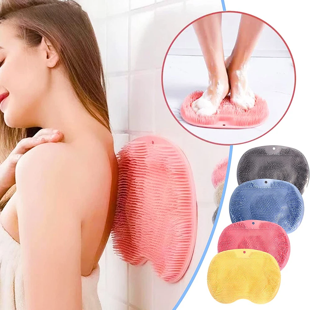 

Silicone Bath Massage Pad Shower Foot & Back Scrubber, Silicone Body Scrubber, Wall Mounted Back Scrubber, Silicone Bath