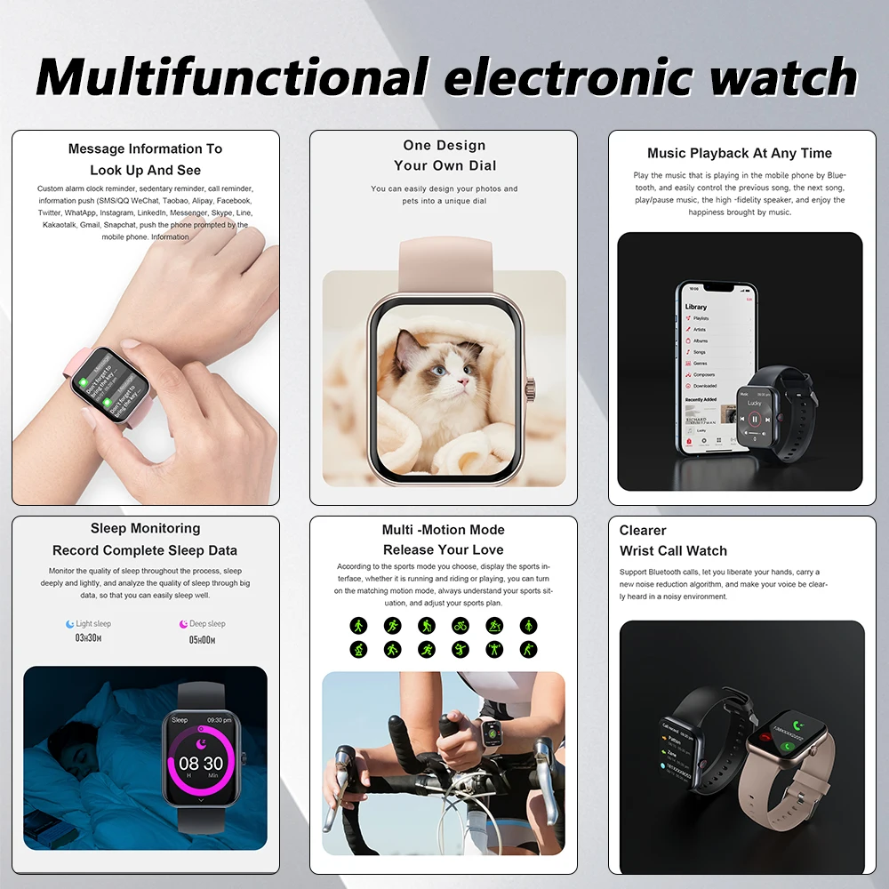 2023 NEW Smart Watch Bluetooth Calls Smartwatch For Men Women Sport Fitness Bracelet Custom Watch Face Sleep Heart Rate Monitor images - 6