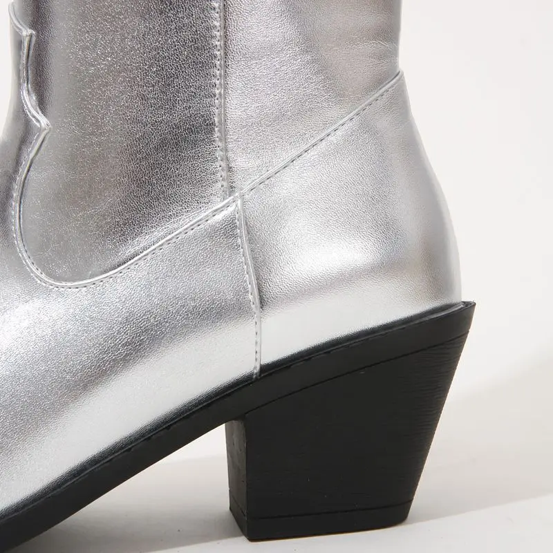 Girseaby женские ковбойские сапоги в стиле вестерн с квадратным носком на массивном