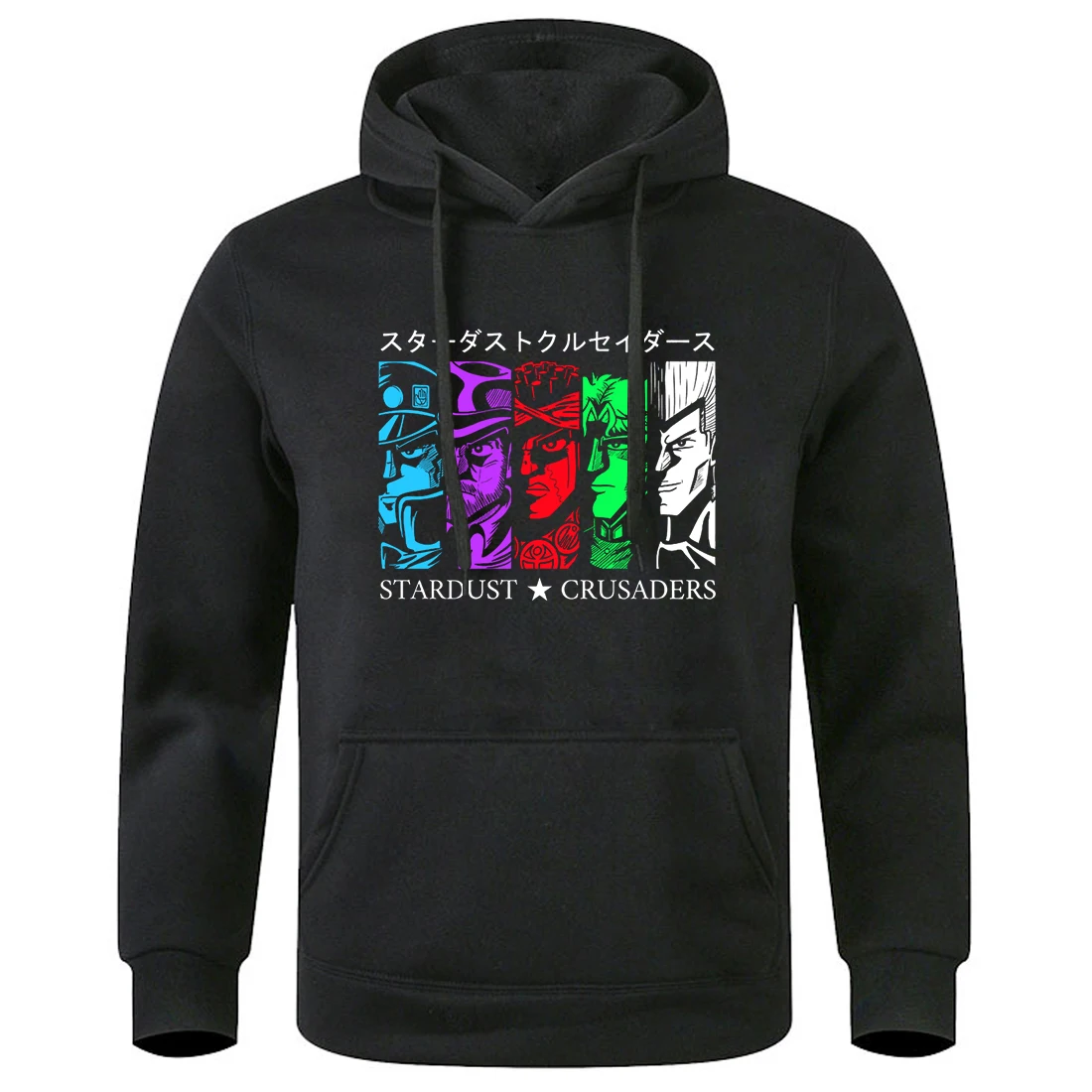 

Мужские флисовые теплые толстовки с капюшоном Jojo'S невероятные приключения: «Звездные Битвы», трендовые удобные пуловеры, уличный качественный Мужской Топ