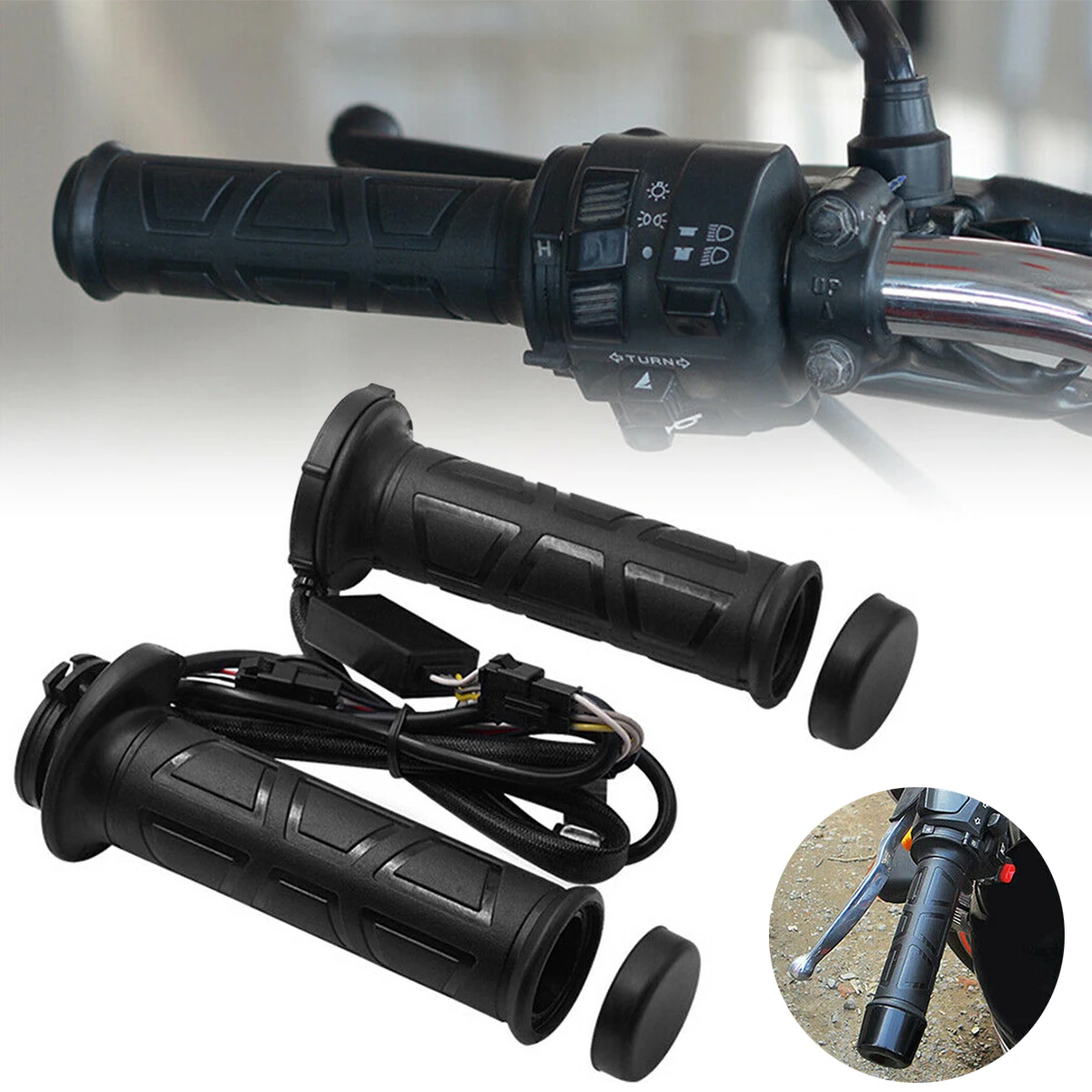 

2 шт., мотоциклетные Нескользящие ручки с подогревом, 12 В, 7/8 дюйма, 22 мм