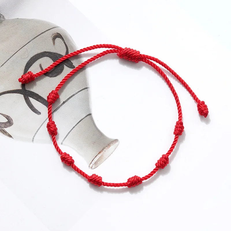 12Pcs 7 Knots Red String Bracelets for Protection Good Luck Amulet for Success Handmade Rope Couple's Bracelets Lucky Bangles images - 6