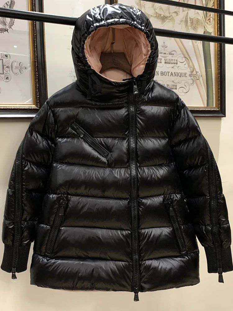 2023 Luxury Women's Goose Down Coat  & Jacket Thick and Warm Parkas for Female Winter Closing Outerwear Black White Oversized