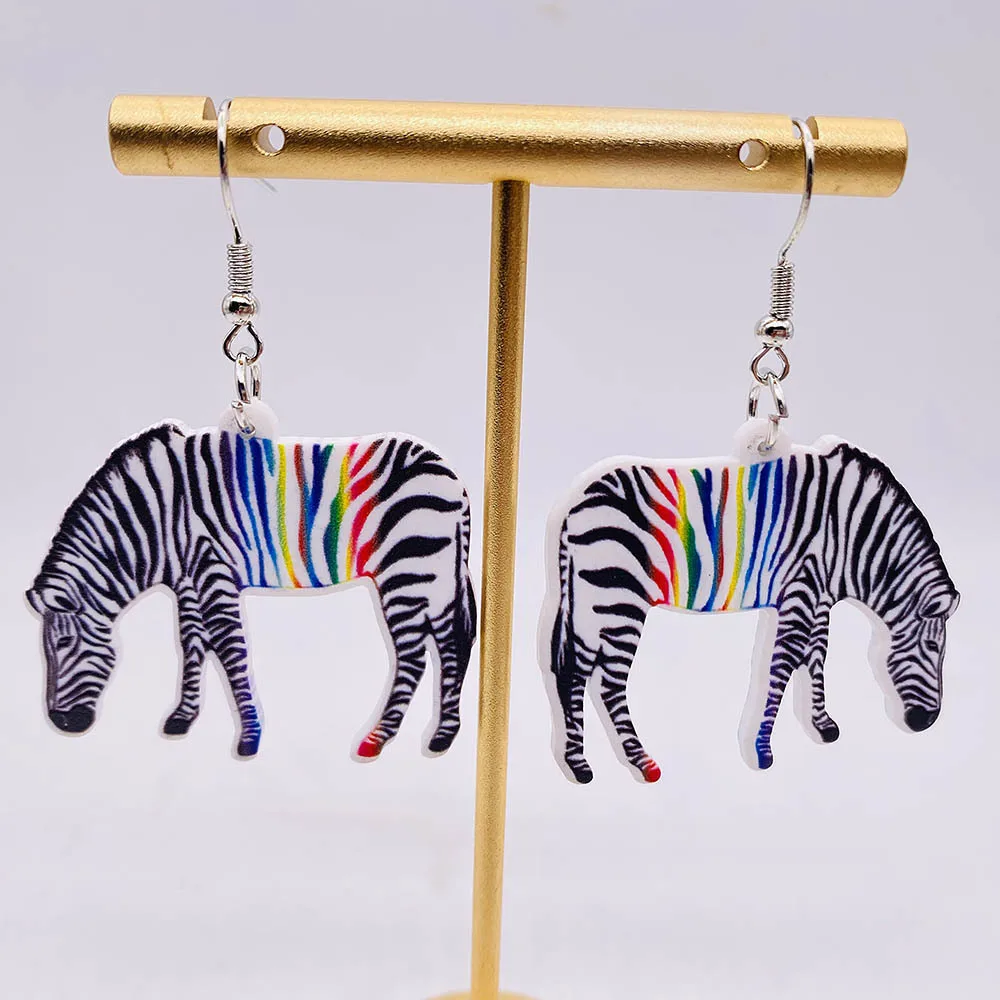 

Acrylic Earrings Creative Simulation Animal Zebra Earrings Unique Fashion Girl Women Jewelry Accessories Pendant Gift