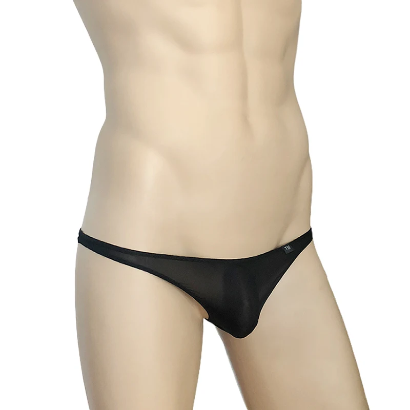 

Men's low waist underwear Mens thin nylon underwear transparent sexy briefs undies pure color tight bikini briefs