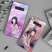 anime naruto hyuuga hinata phone case tempered glass for samsung s20 ultra s7 s8 s9 s10 note 8 9 10 pro plus cover