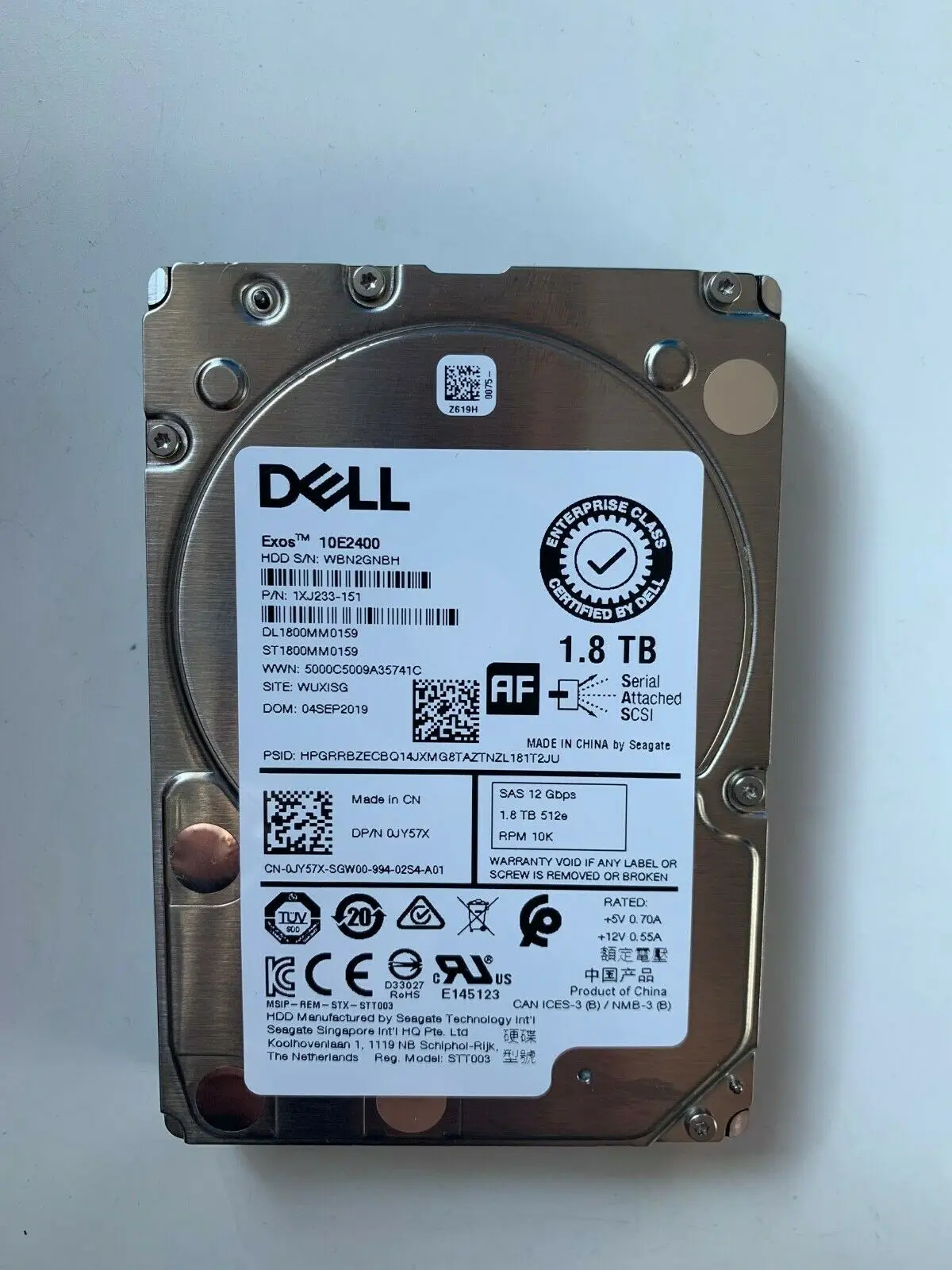

Для Dell JY57X 1,8 ТБ 10K 2,5 ''12Gbps SAS жесткий диск ST1800MM0159 0JY57X