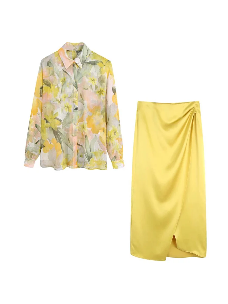 

2022 Summer Women Casual Suits 2 piece Sets Print Shirts Tops and Skirts Female Fashion Street Two pieces Suit Clothing