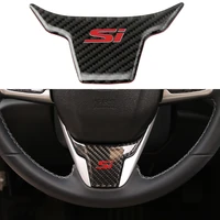 car steering wheel carbon fiber pattern trim for honda civic 10th 2021 2020 2019 2018 2017 2016 si emblem decorative sticker