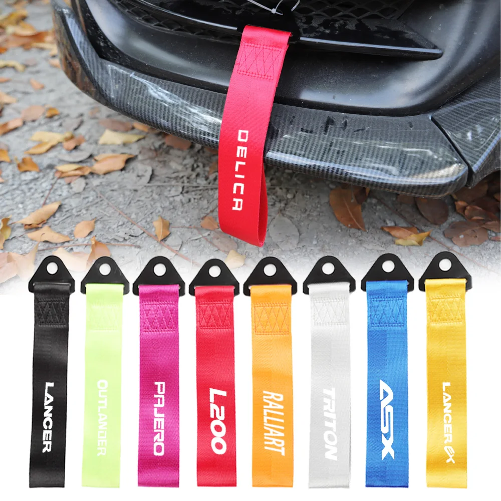 

Car Trailer Tow Rope Strip For Mitsubishi Lancer Ex Outlander Pajero L200 Eclipse ASX Ralliart Triton Delica Colt Accessories