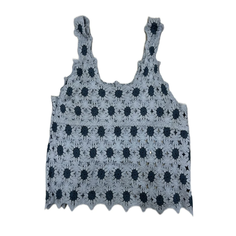 

Women Hollow Out Crochet Knit Crop Tank Top Sweet Embroidery Daisy Floral Sleeveless Mini Sweater Vest Beach Camisole