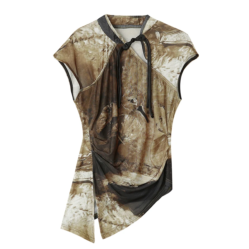 Улучшенный топ с нерегулярными разрезами женское летнее новое поступление