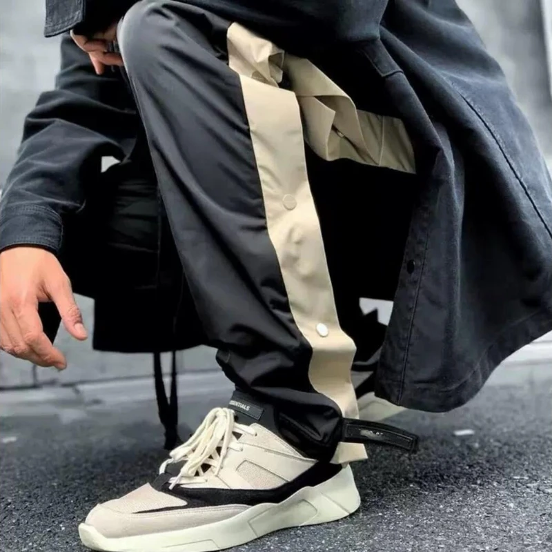 

Essentials Casual Pants Button Streamers on Both Sides Street Gothic Style Hip Hop Loose Sports Pants Men's Fashion Overalls