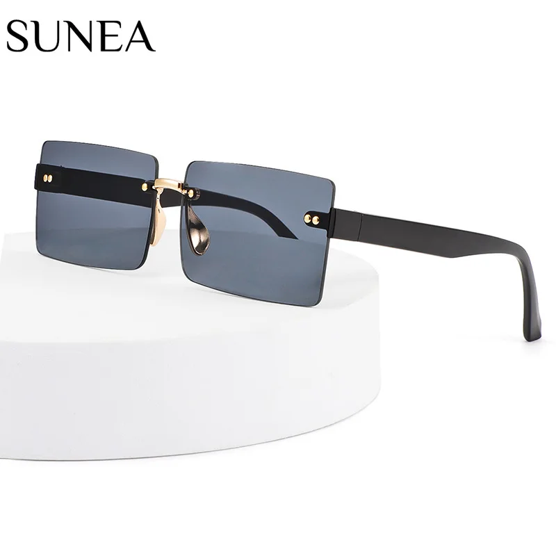 

Прямоугольные солнцезащитные очки, модные женские солнцезащитные очки без оправы, женские солнцезащитные очки с океаническими линзами, ро...