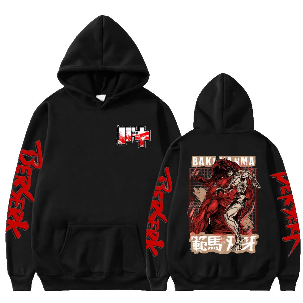 

Hipster Anime Baki The Grappler Graphics Hoodie Yujiro Hanma Autumn Winter Fleece Sweatshirt Gothic Loose Harajuku Streetwear