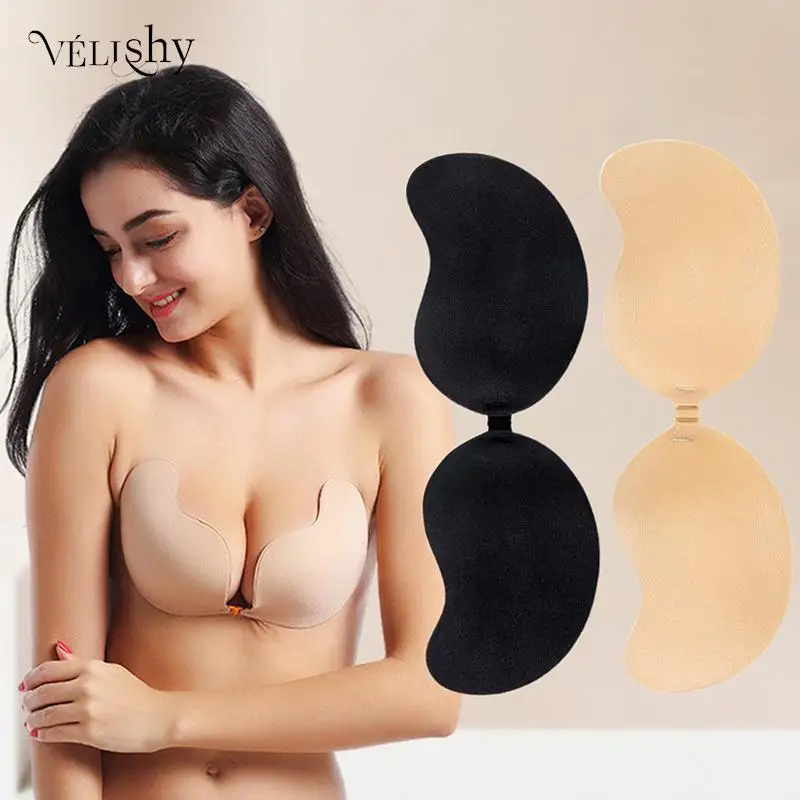 

1Pair Women Silicone Push Up Bra Self Adhesive Strapless Invisible Bra Adhesive Breast Pasty Chest Paste Bra Nipple Pads