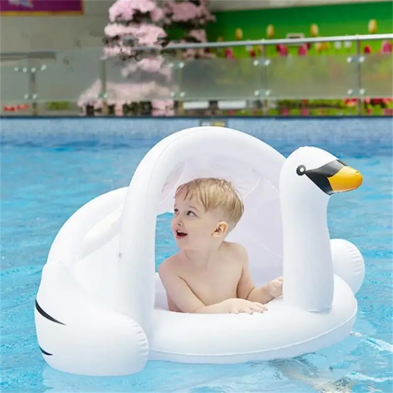 

Flamingo Swan Inflatable Swim Circle for Baby Float Pool Swimming Ring with Sunshade Floating Seat Summer Beach Party Pool Toys