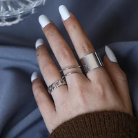 trendy fidget ring for womenand men opening adjustable cutout silver stainless steel jewelry set gothic gifts new trends 2022
