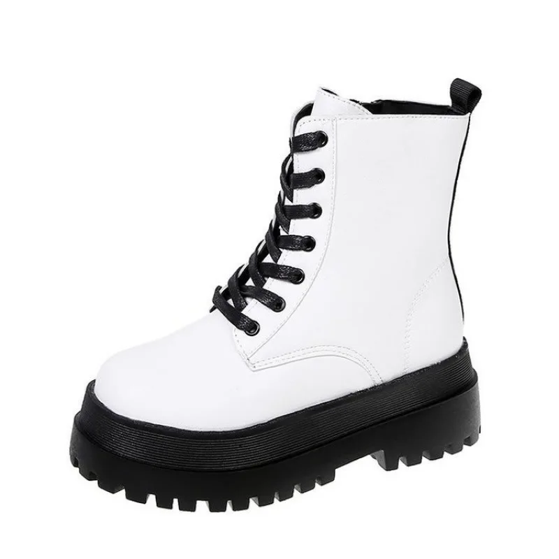 

Brand Designer Women White Platform Boots 2020 Chunky Heels Warm Fur Winter Ankle Boots for Women Stylish Side Zip Shoes Woman