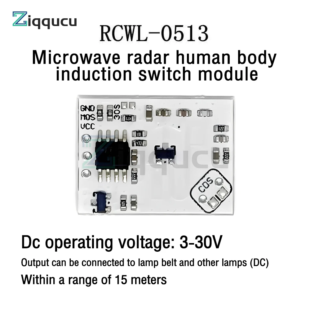 

DC3-30V RCWL-0513 microwave radar human body induction switch module intelligent induction detector can be directly lit